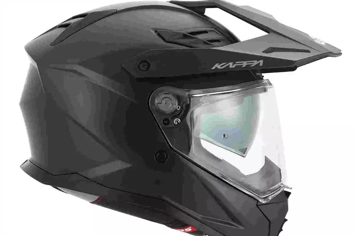 Casc de motocicleta negre amb visera transparent i disseny modern Casc de motocicleta negre amb visera transparent i disseny modern