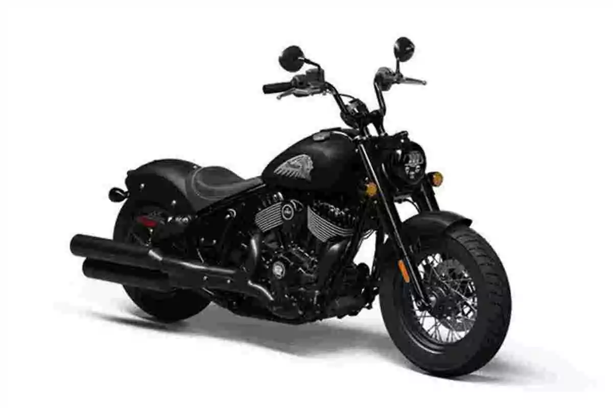 Classic-style black motorcycle with chrome details on a white background Classic-style black motorcycle with chrome details on a white background