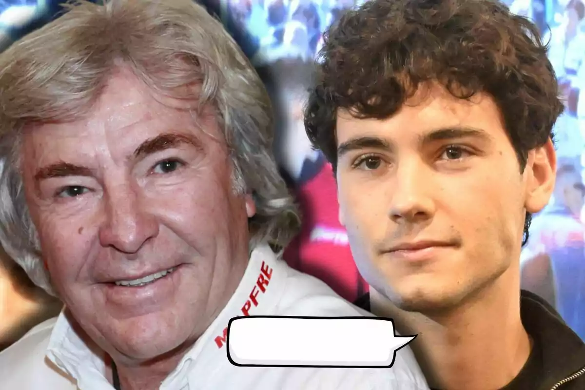 Ángel y Hugo Nieto aparecen juntos en primer plano con un fondo desenfocado y un recuadro de diálogo vacío en la parte inferior. Ángel y Hugo Nieto aparecen juntos en primer plano con un fondo desenfocado y un recuadro de diálogo vacío en la parte inferior.